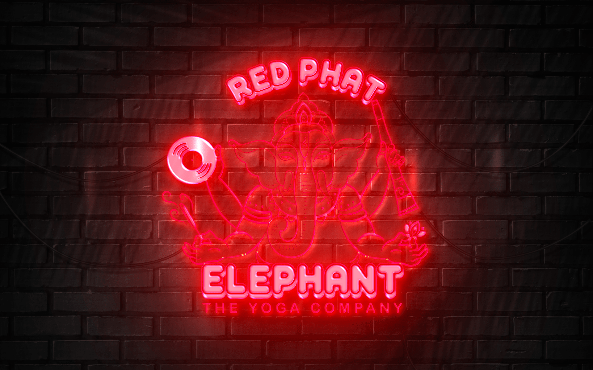 Red-phat-elephant-yoga-logo Elephant mit 4 Armen in Leuchtoptik