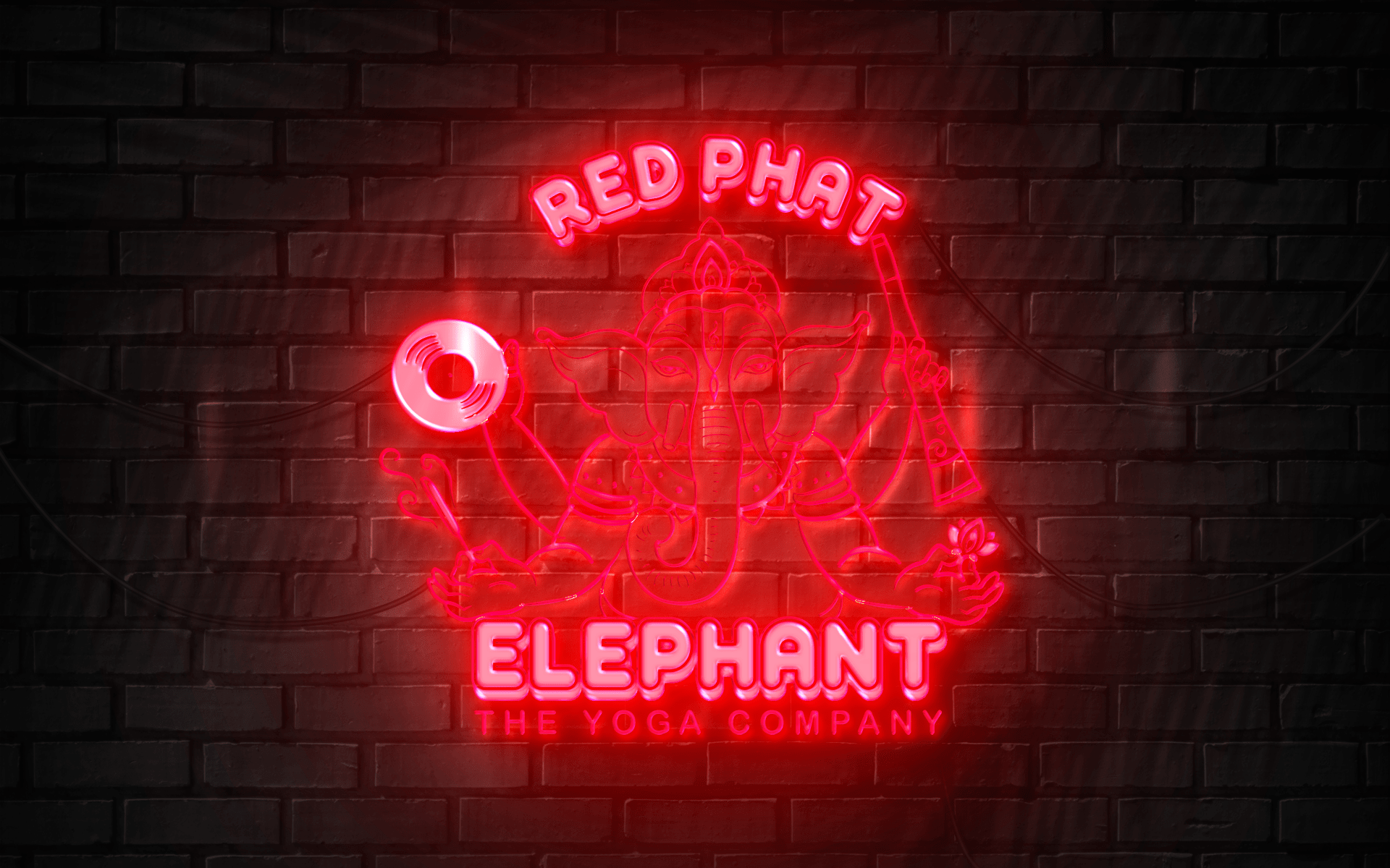 Red-phat-elephant-yoga-logo Red-phat-elephant-yoga-logo Elephant mit 4 Armen in Leuchtoptik